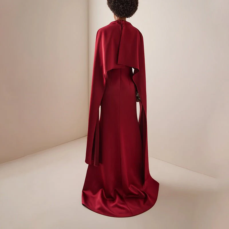 Cape Overlay Dress with Detachable Shawl(MS308) - Image 2