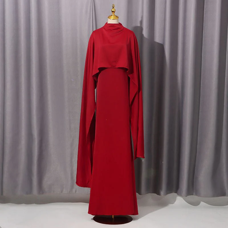Cape Overlay Dress with Detachable Shawl(MS308) - Image 3