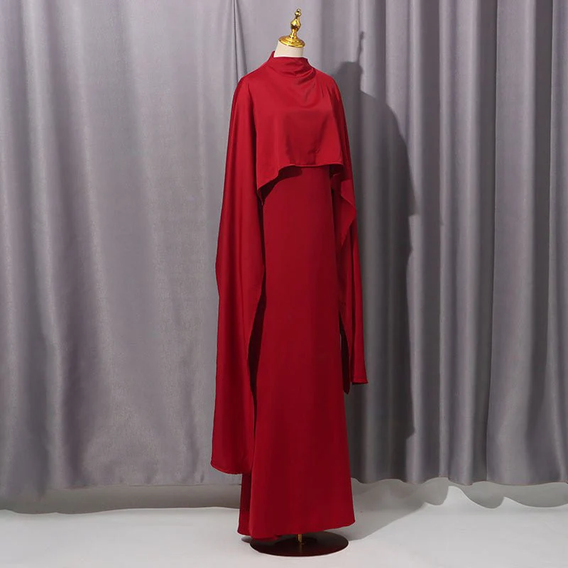 Cape Overlay Dress with Detachable Shawl(MS308) - Image 4