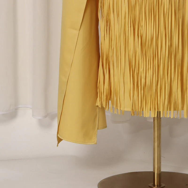 Cape Overlay Dress with Fringe Hem(MS363) - Image 11