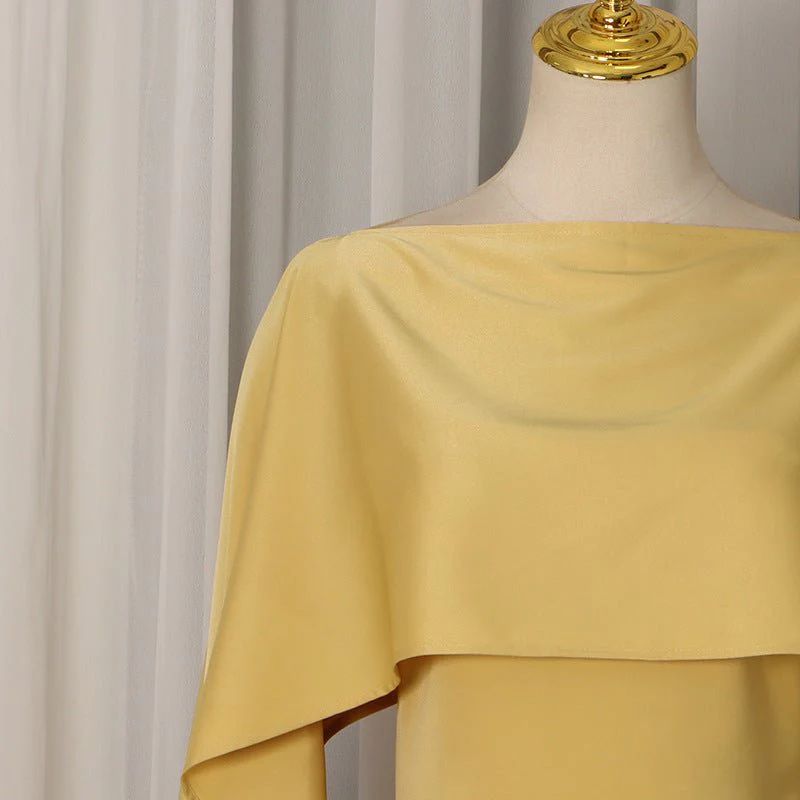 Cape Overlay Dress with Fringe Hem(MS363) - Image 7