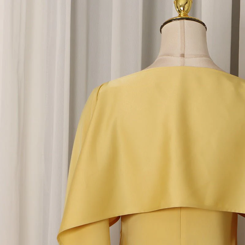 Cape Overlay Dress with Fringe Hem(MS363) - Image 8