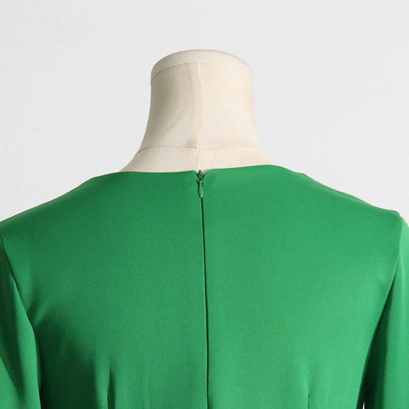 Cape Sleeve Evening Gown | Scalloped Neck Fitted Maxi Dress with Back Slit(MS217) - Image 10