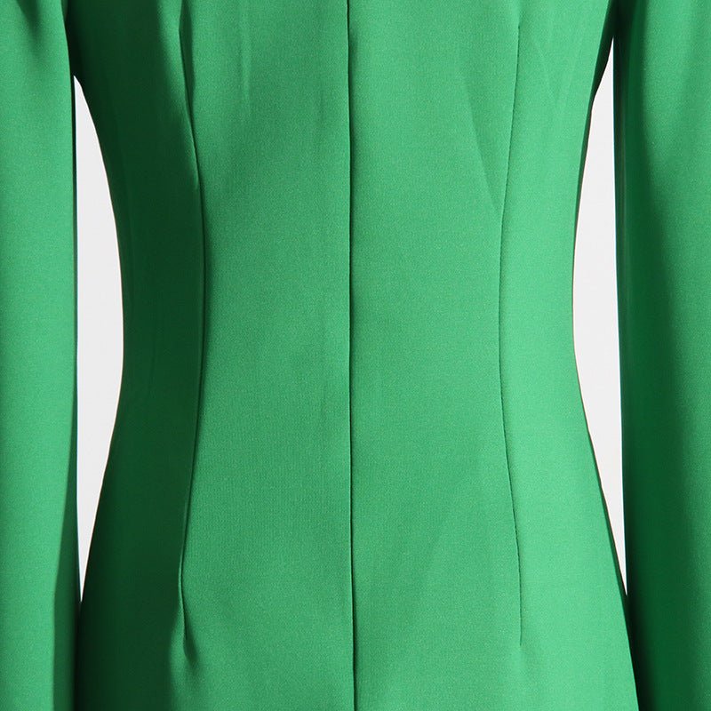 Cape Sleeve Evening Gown | Scalloped Neck Fitted Maxi Dress with Back Slit(MS217) - Image 11