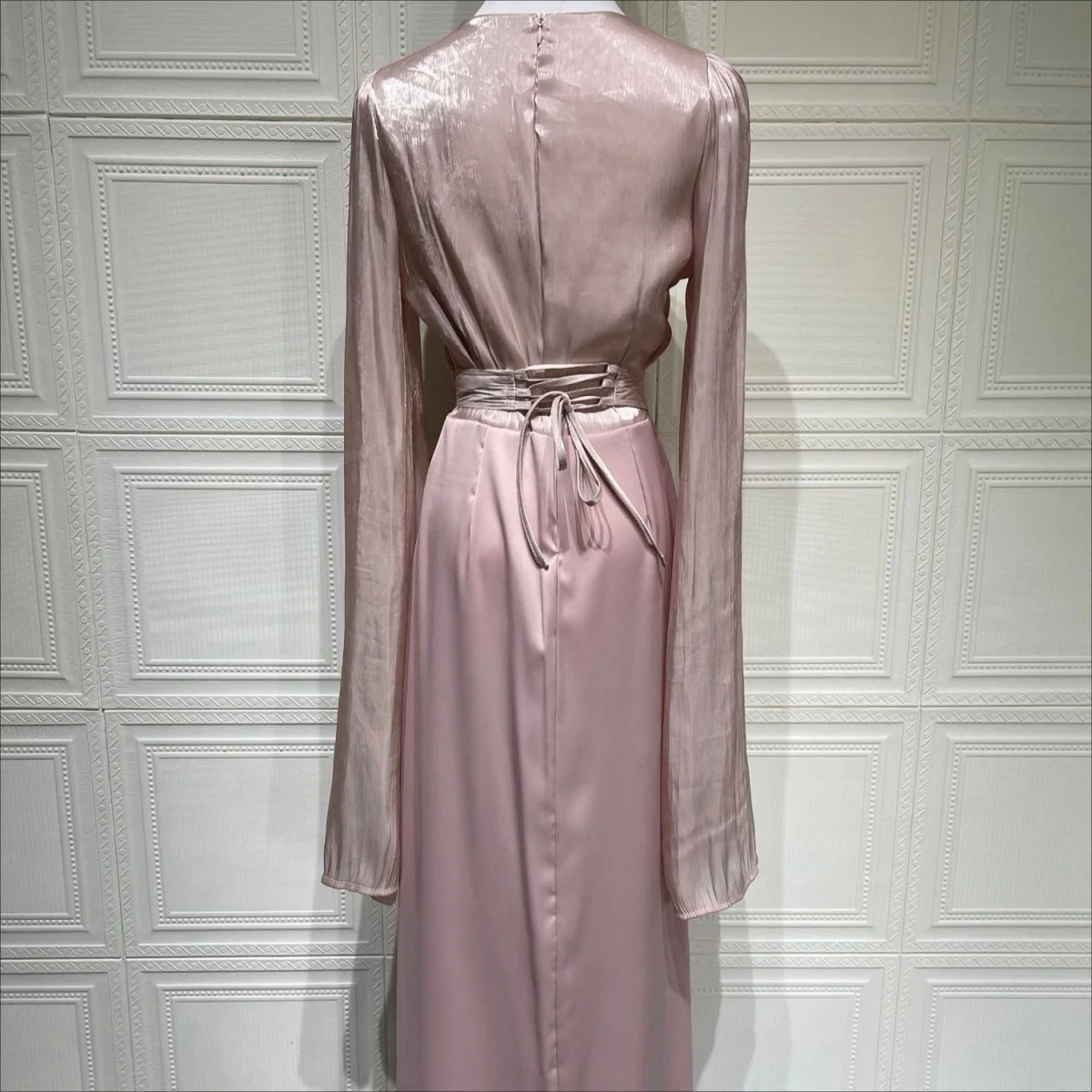 Cape Sleeve Gown with Tie-Back | Fitted Mermaid Maxi Dress(MS230) - Image 8