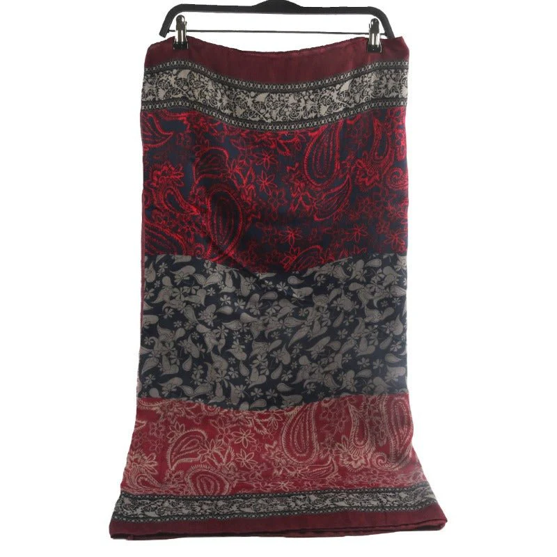 Cashmere-Feel Paisley Print Hijab Scarf | 180x85cm Fringe Edge Shawl with Traditional Motifs(MH150) - Image 13