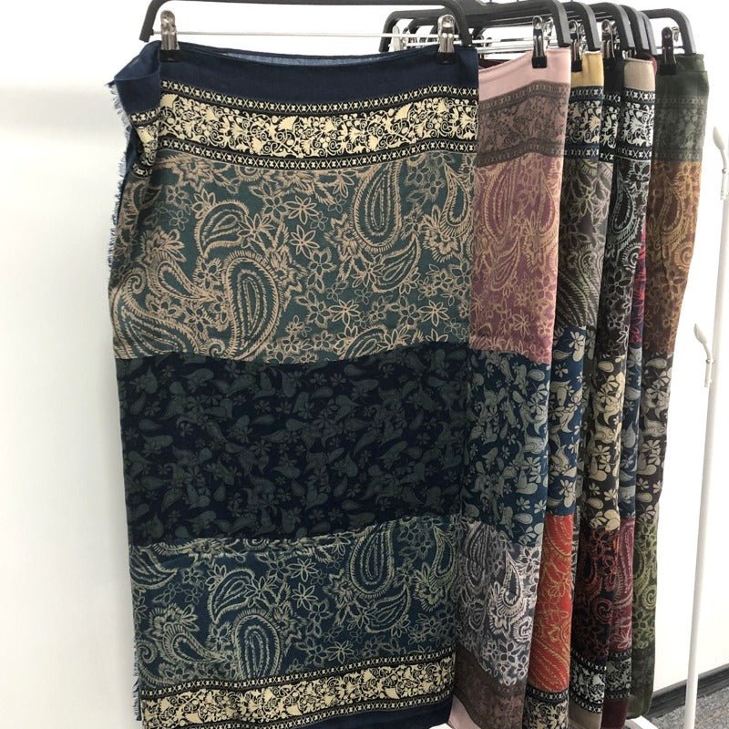 Cashmere-Feel Paisley Print Hijab Scarf | 180x85cm Fringe Edge Shawl with Traditional Motifs(MH150) - Image 15