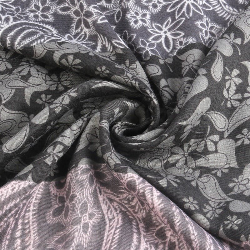 Cashmere-Feel Paisley Print Hijab Scarf | 180x85cm Fringe Edge Shawl with Traditional Motifs(MH150) - Image 16