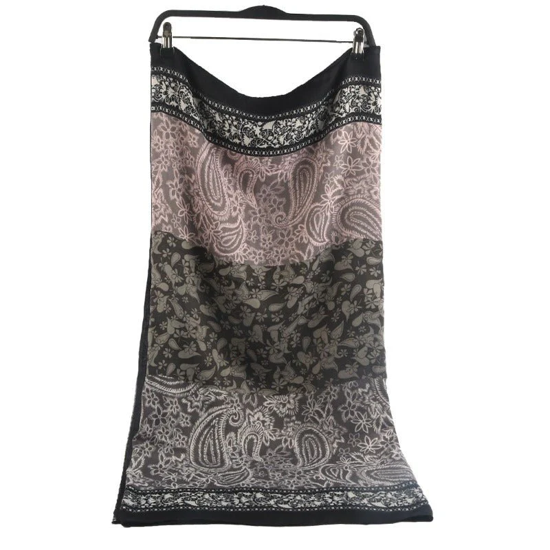 Cashmere-Feel Paisley Print Hijab Scarf | 180x85cm Fringe Edge Shawl with Traditional Motifs(MH150) - Image 8