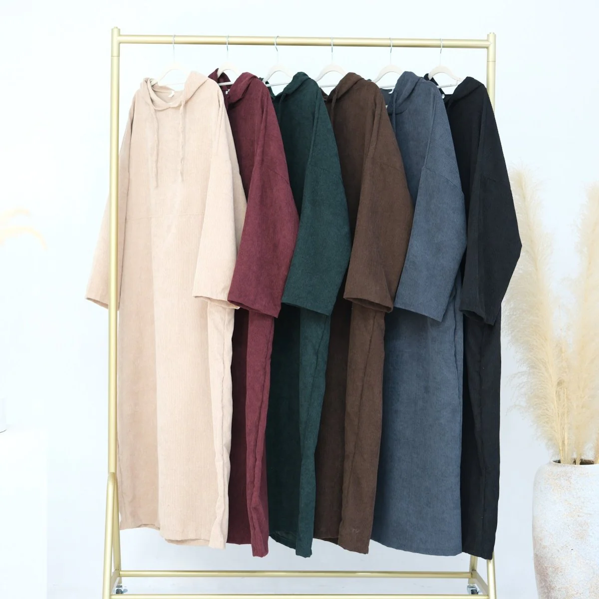 Casual Corduroy Hoodie Abaya (MA110) - Image 11