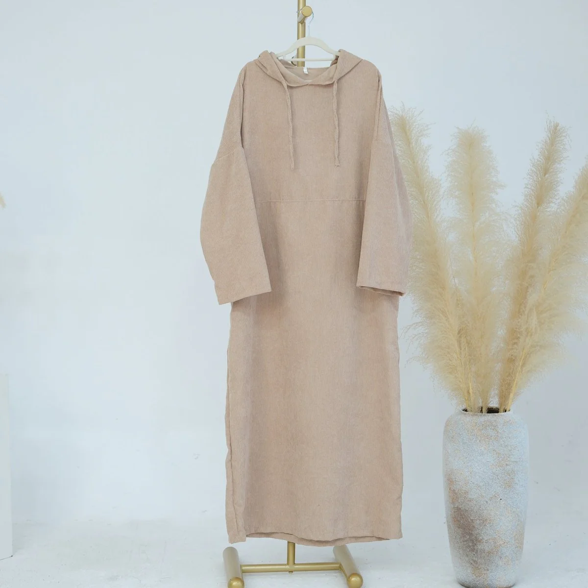 Casual Corduroy Hoodie Abaya (MA110) - Image 3