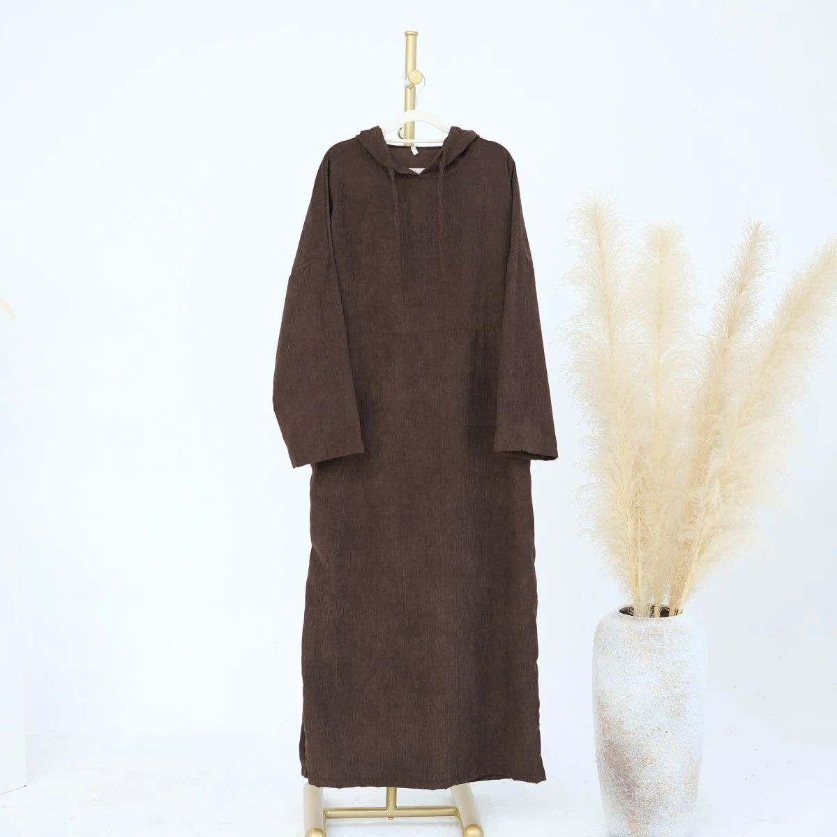 Casual Corduroy Hoodie Abaya (MA110) - Image 5