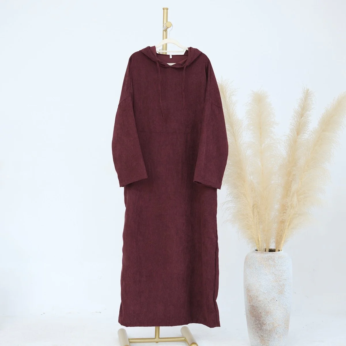 Casual Corduroy Hoodie Abaya (MA110) - Image 8