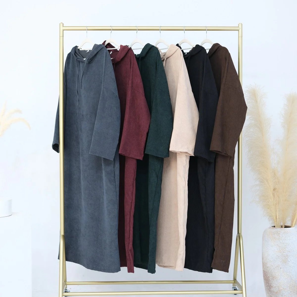 Casual Corduroy Hoodie Abaya (MA110) - Image 9