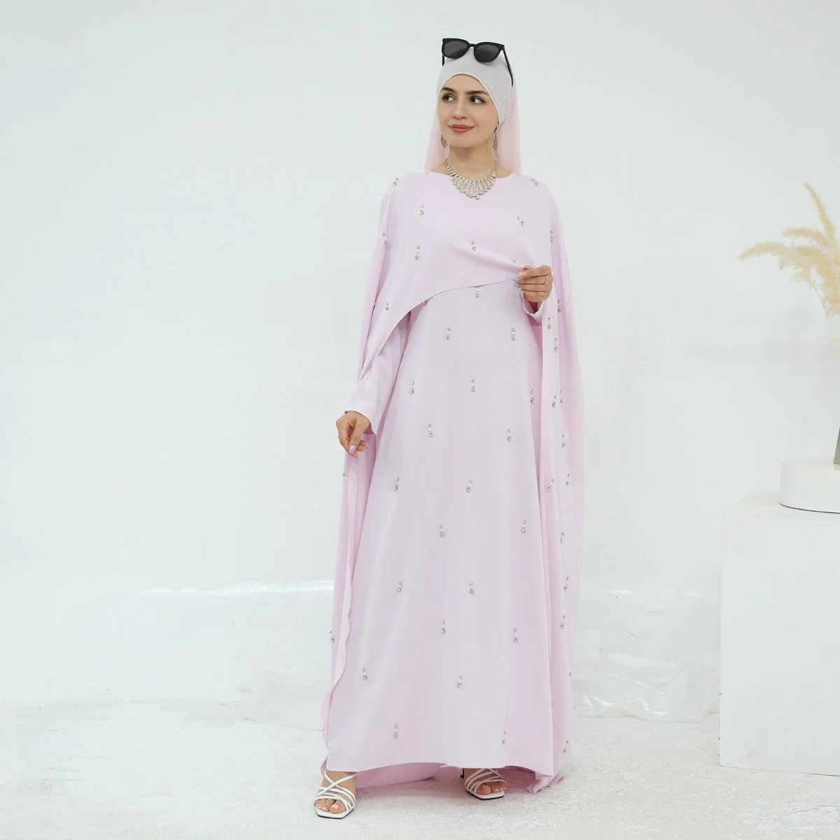 Celestial Beaded Luxury Muslim Abaya Set | Modest Dresses with Beading Detailing (MA266) - Image 12