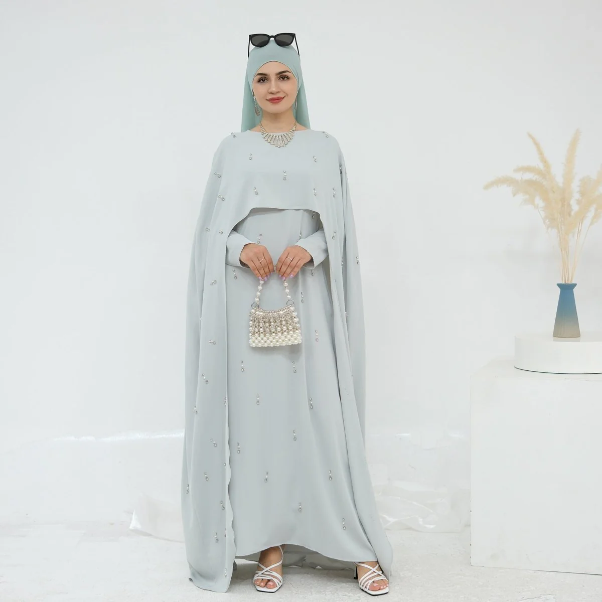 Celestial Beaded Luxury Muslim Abaya Set | Modest Dresses with Beading Detailing (MA266) - Image 19