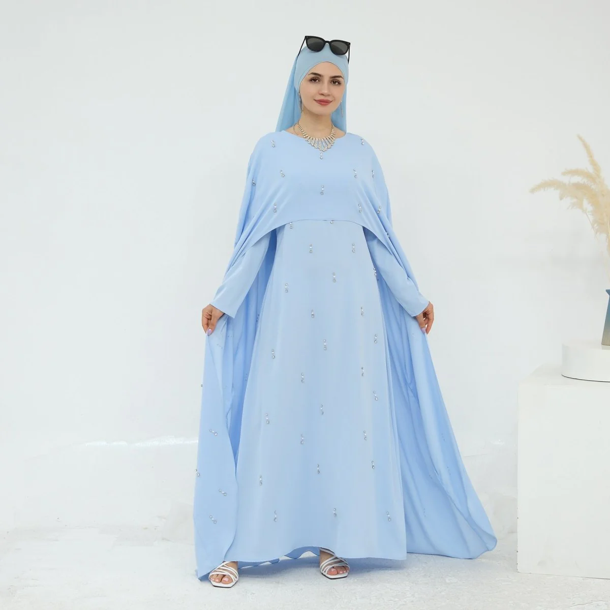 Celestial Beaded Luxury Muslim Abaya Set | Modest Dresses with Beading Detailing (MA266) - Image 20