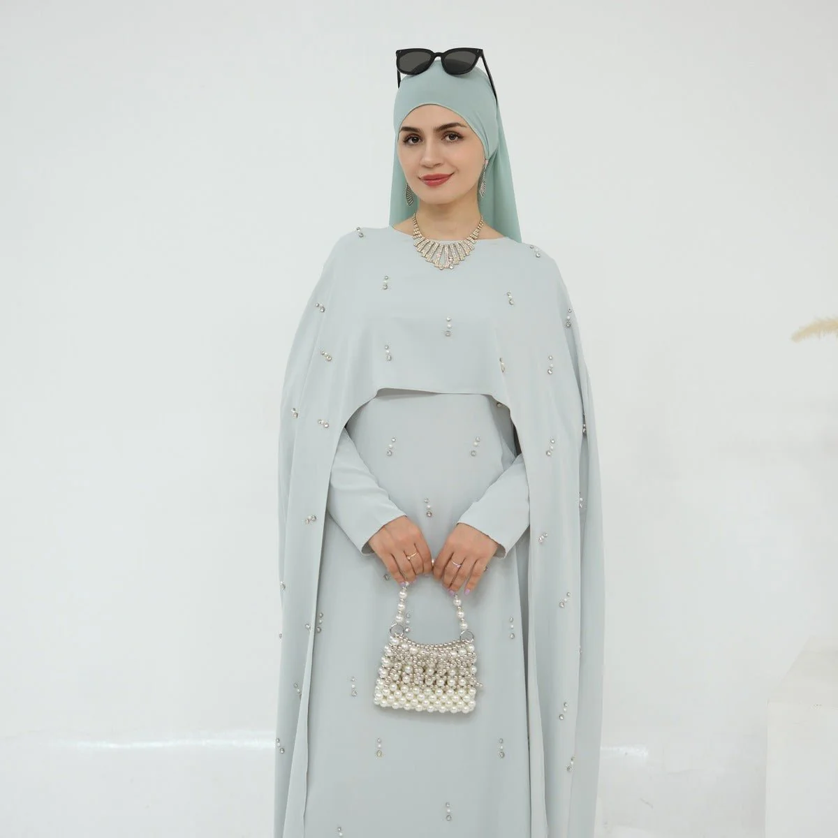 Celestial Beaded Luxury Muslim Abaya Set | Modest Dresses with Beading Detailing (MA266) - Image 4