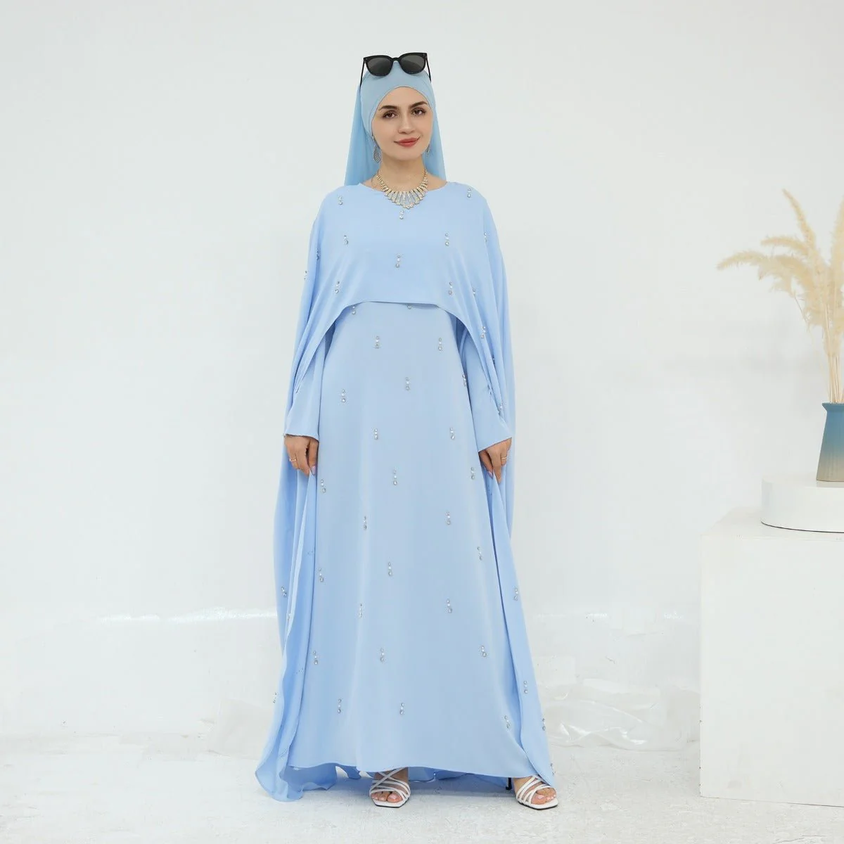 Celestial Beaded Luxury Muslim Abaya Set | Modest Dresses with Beading Detailing (MA266) - Image 8