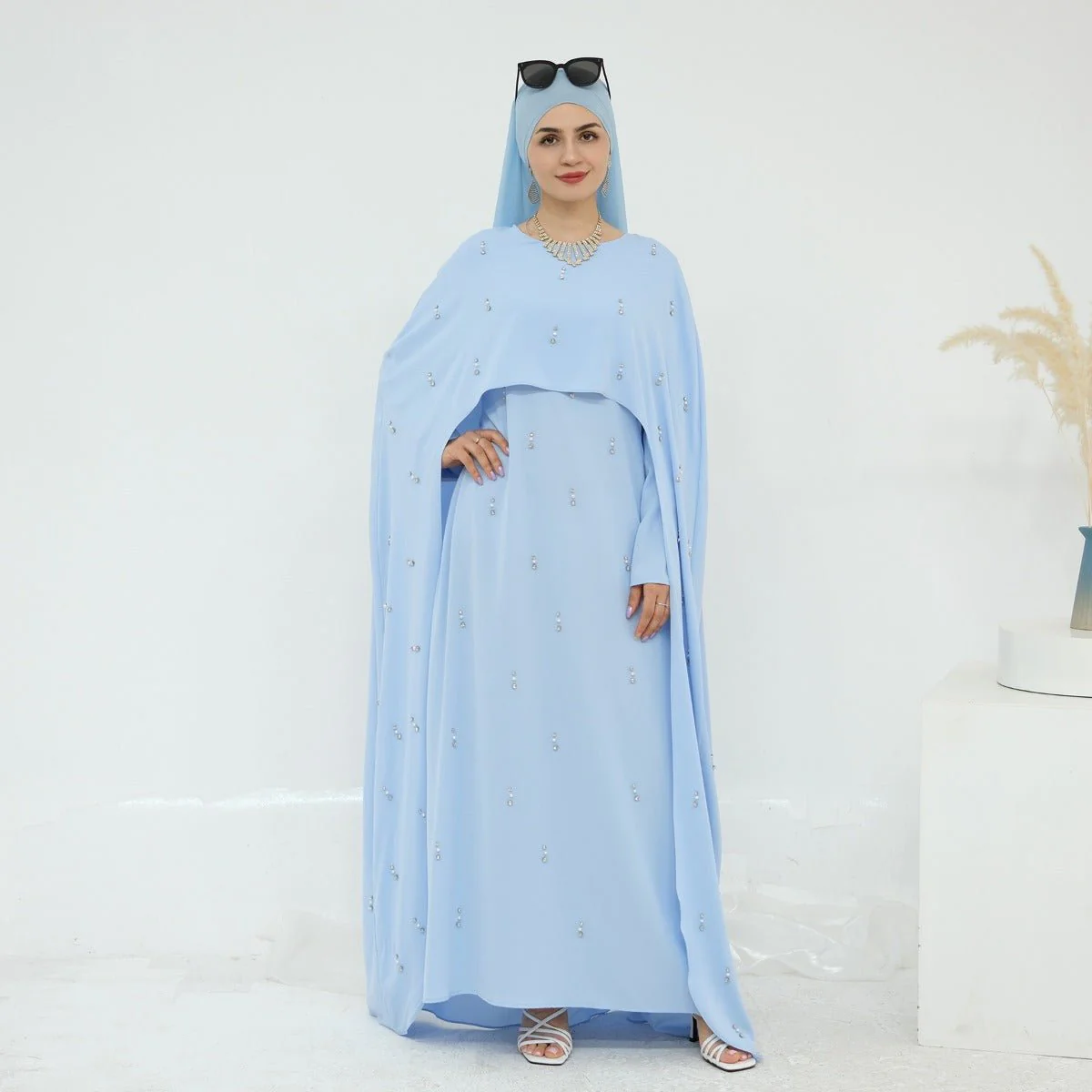 Celestial Beaded Luxury Muslim Abaya Set | Modest Dresses with Beading Detailing (MA266) - Image 9