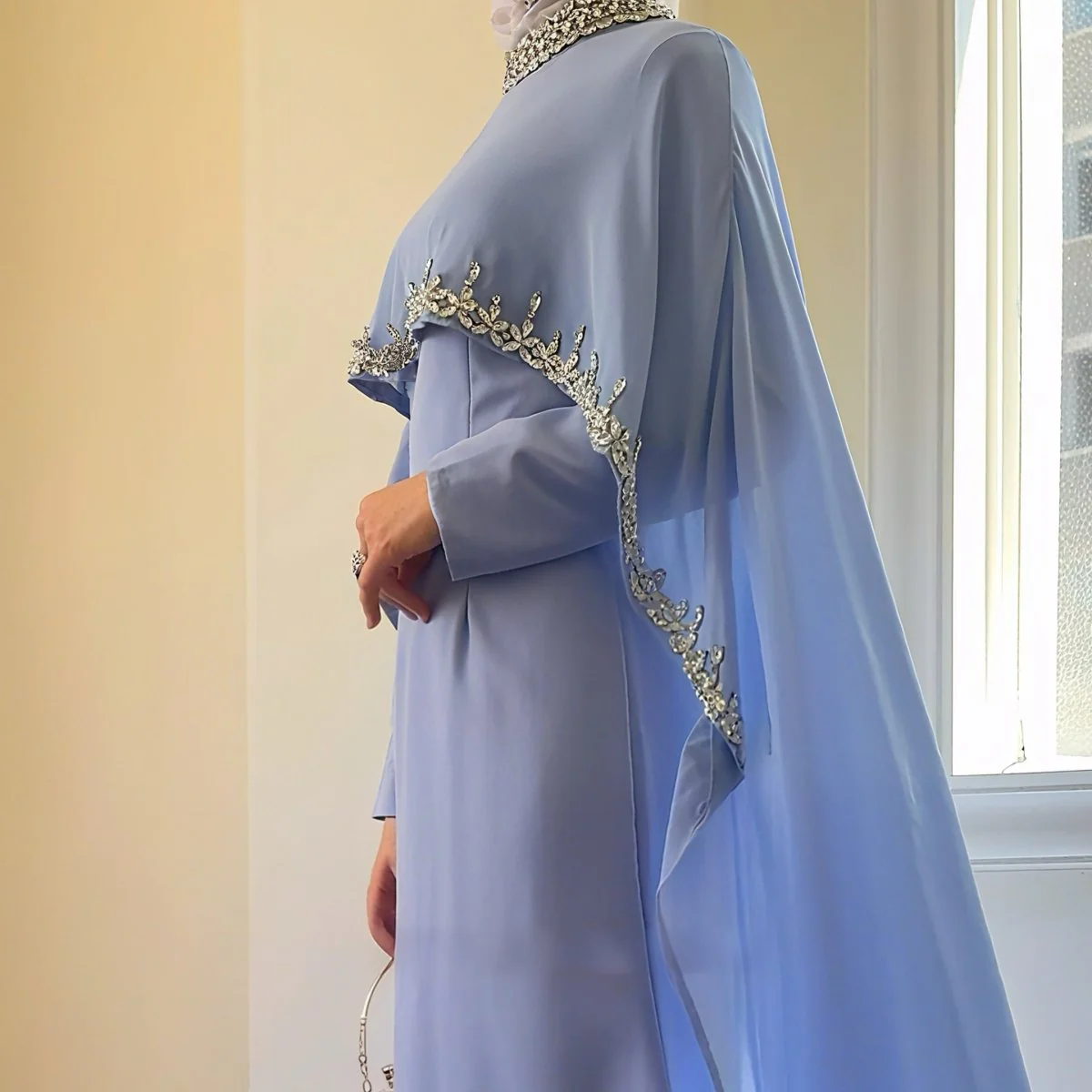 Celestial Rhinestone Cape Abaya | Luxury 2-Piece Set (MA251) - Image 7