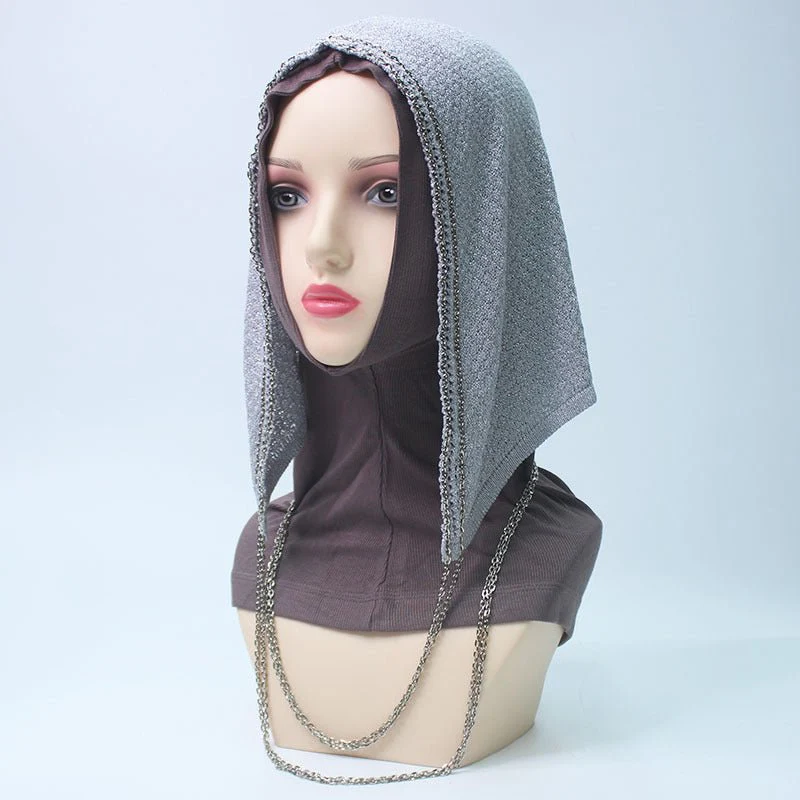 Chain Trim Hijab Cap | Sparkle Knit Balaclava with Chains(MAC375) - Image 10
