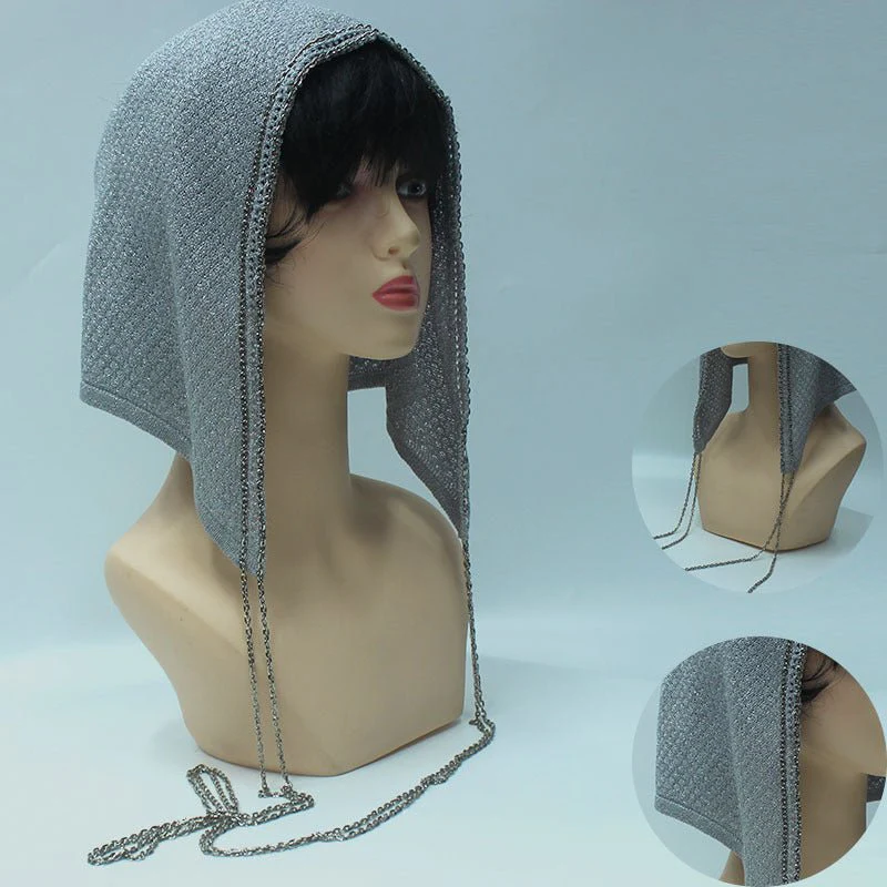 Chain Trim Hijab Cap | Sparkle Knit Balaclava with Chains(MAC375) - Image 11