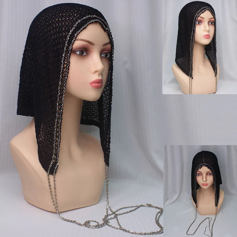 Chain Trim Hijab Cap | Sparkle Knit Balaclava with Chains(MAC375) - Image 3