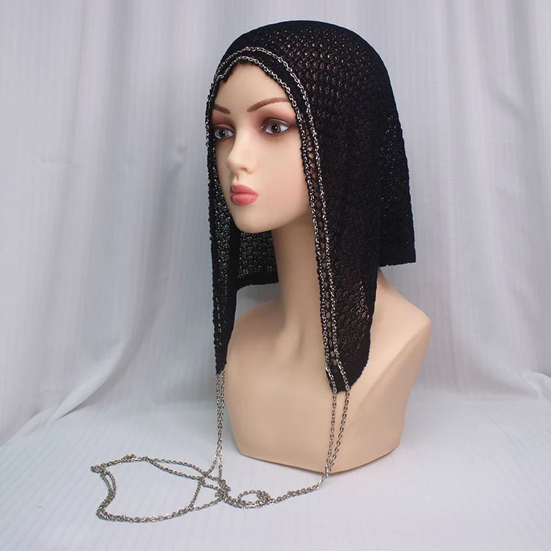 Chain Trim Hijab Cap | Sparkle Knit Balaclava with Chains(MAC375) - Image 5