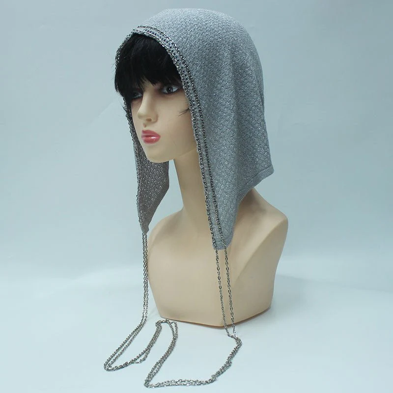 Chain Trim Hijab Cap | Sparkle Knit Balaclava with Chains(MAC375) - Image 6