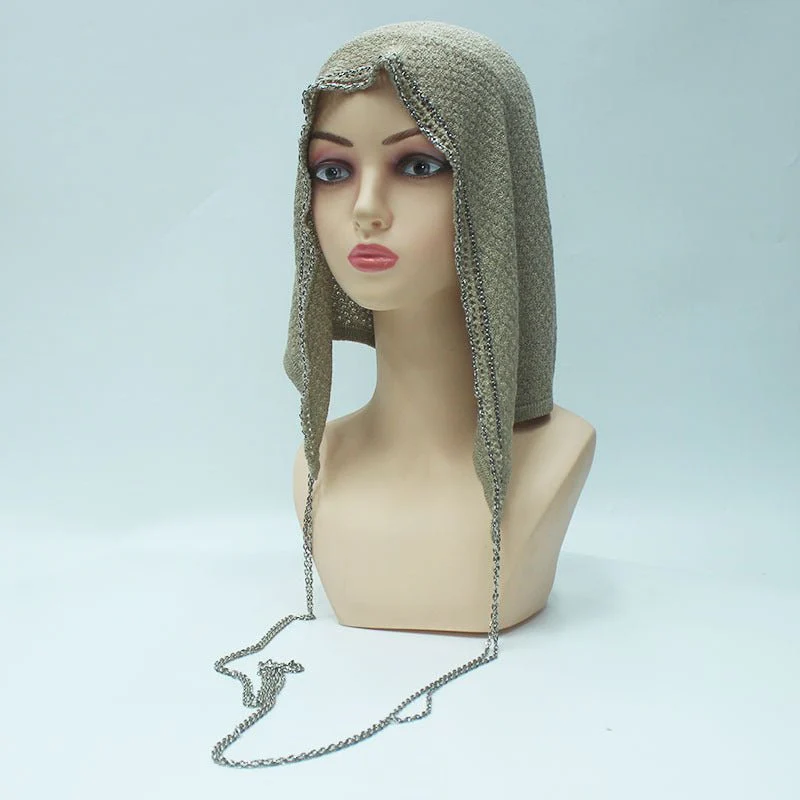 Chain Trim Hijab Cap | Sparkle Knit Balaclava with Chains(MAC375) - Image 7