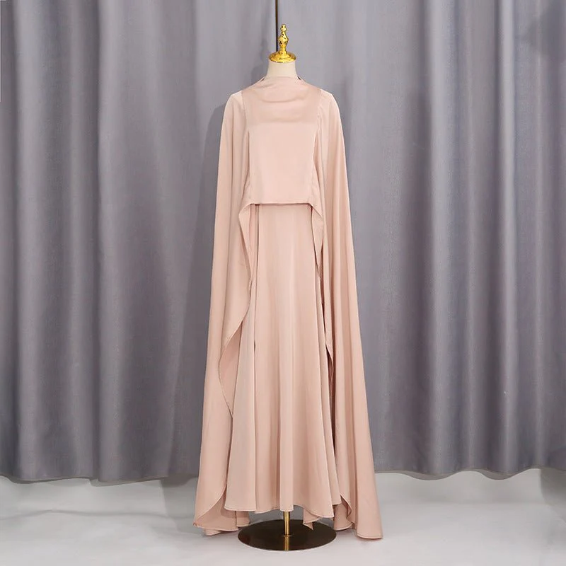 Champagne Satin Cape & Skirt Set(MS314) - Image 2
