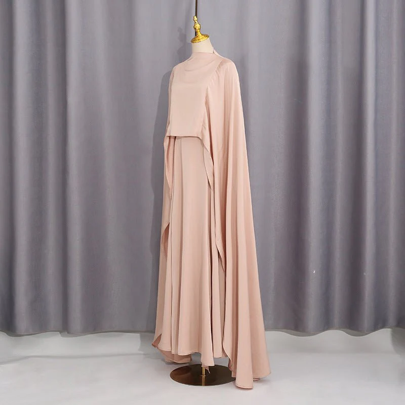 Champagne Satin Cape & Skirt Set(MS314) - Image 3