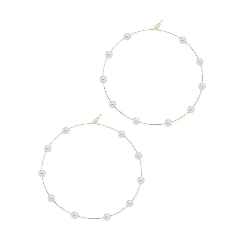 Chic Pearl Earrings Hoop Oversized Earrings (MAC320) - Image 5