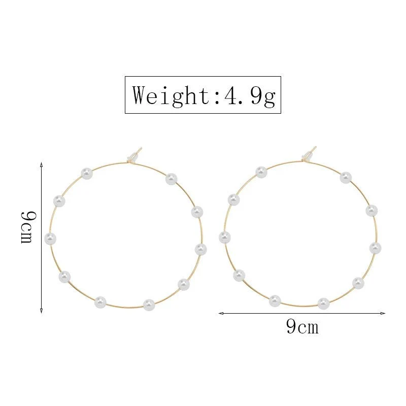 Chic Pearl Earrings Hoop Oversized Earrings (MAC320) - Image 8