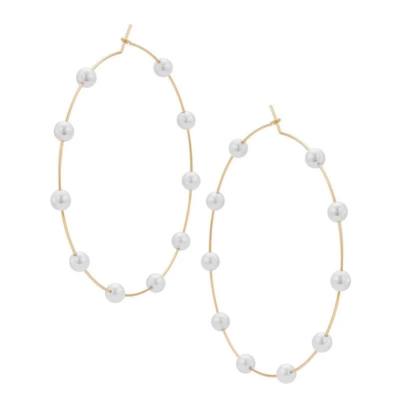 Chic Pearl Earrings Hoop Oversized Earrings (MAC320) - Image 9