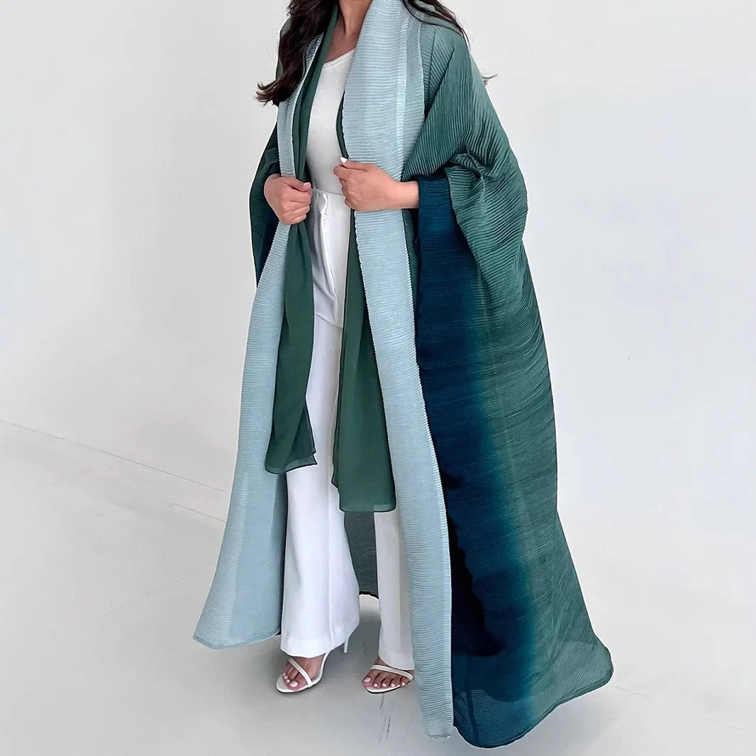 Chic Pleated Ombre Batwing Open Abaya (MOA120)