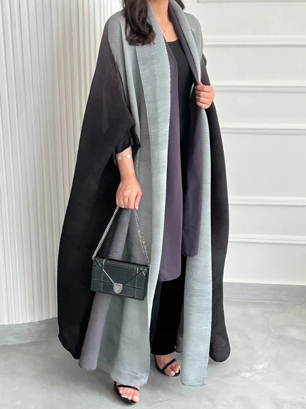 Chic Pleated Ombre Batwing Open Abaya (MOA120) - Image 10