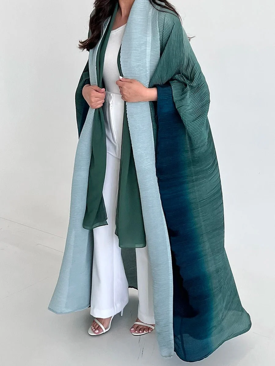 Chic Pleated Ombre Batwing Open Abaya (MOA120) - Image 12