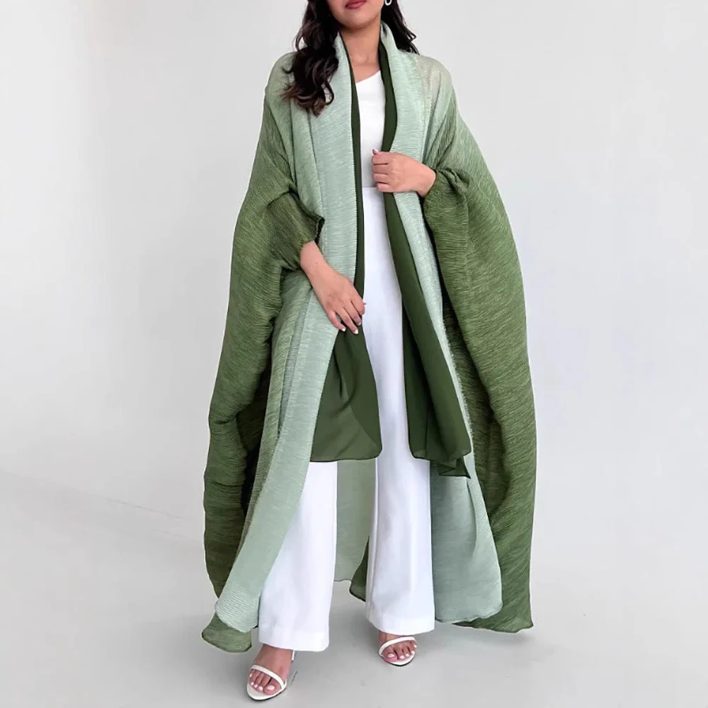 Chic Pleated Ombre Batwing Open Abaya (MOA120) - Image 2