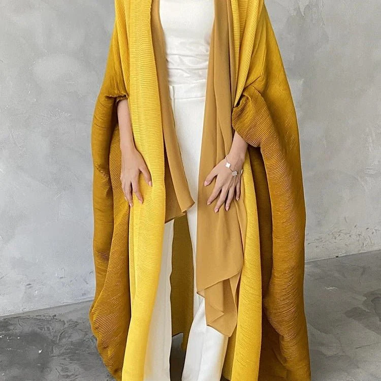 Chic Pleated Ombre Batwing Open Abaya (MOA120) - Image 3