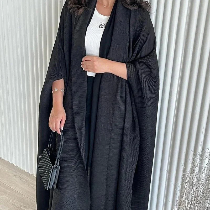 Chic Pleated Ombre Batwing Open Abaya (MOA120) - Image 4