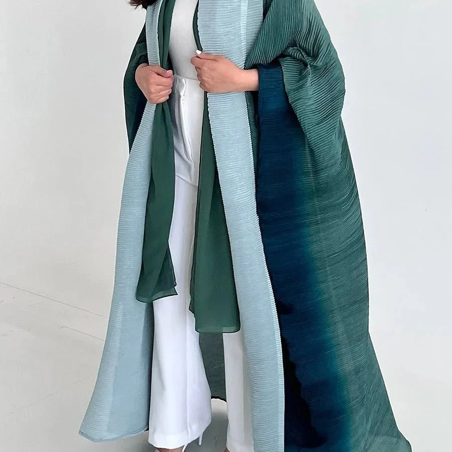 Chic Pleated Ombre Batwing Open Abaya (MOA120) - Image 6