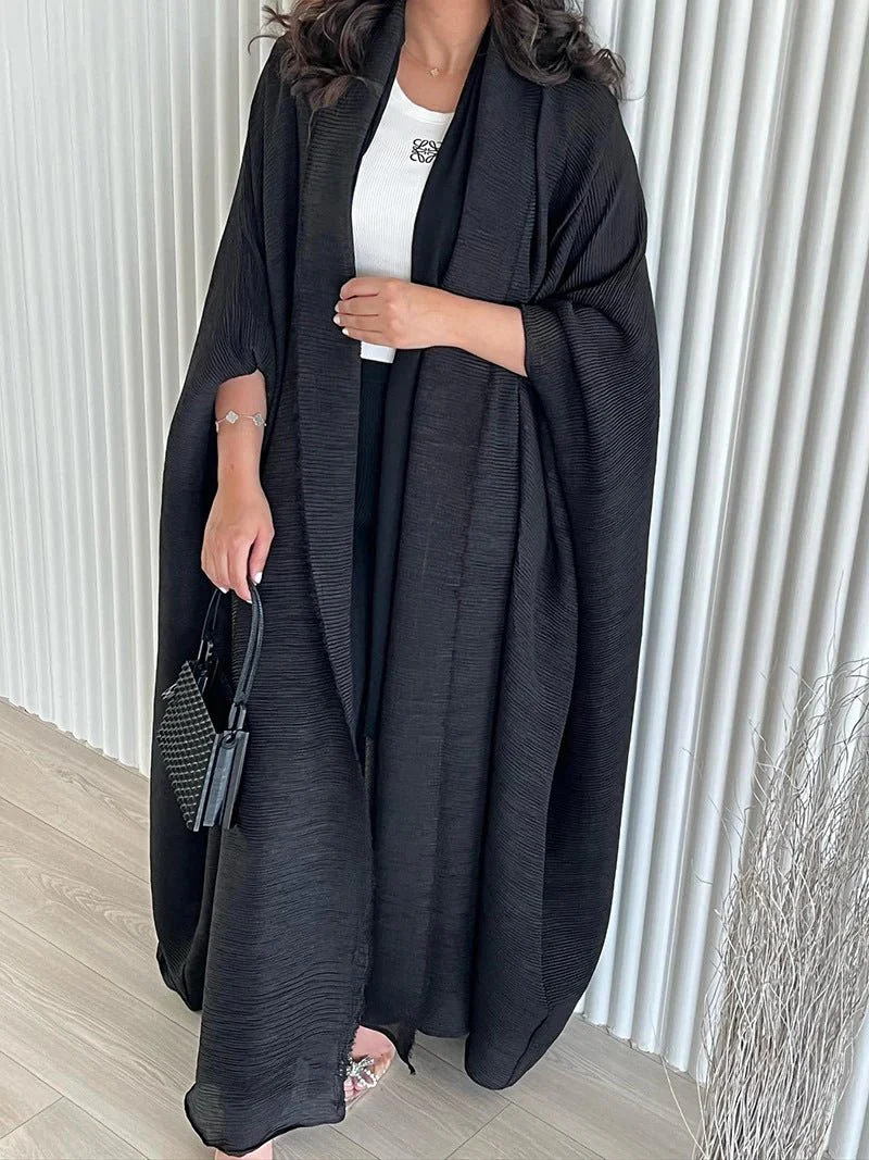 Chic Pleated Ombre Batwing Open Abaya (MOA120) - Image 9