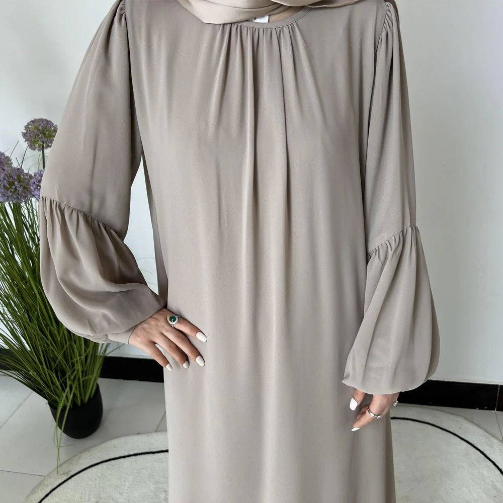Temperament Chiffon Lantern Sleeve Abaya (MA123) - Image 2