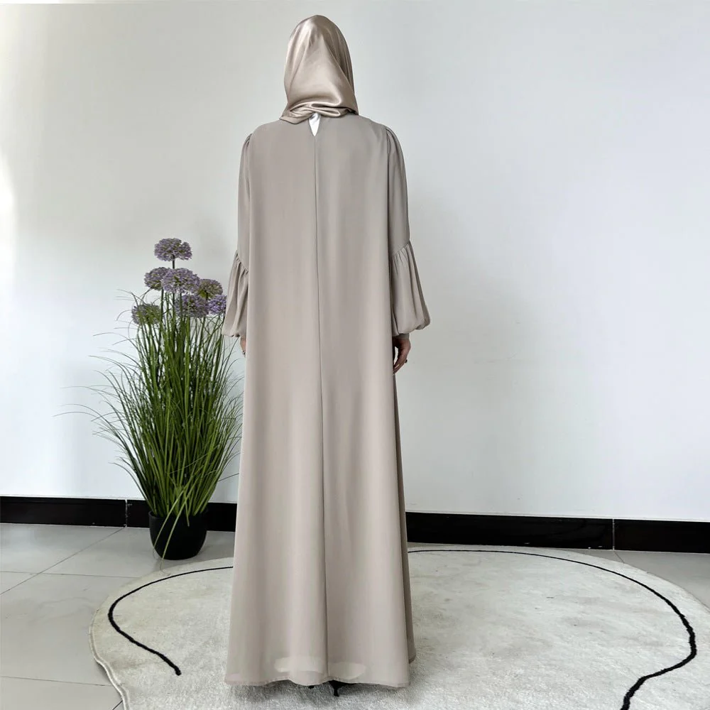Temperament Chiffon Lantern Sleeve Abaya (MA123) - Image 4
