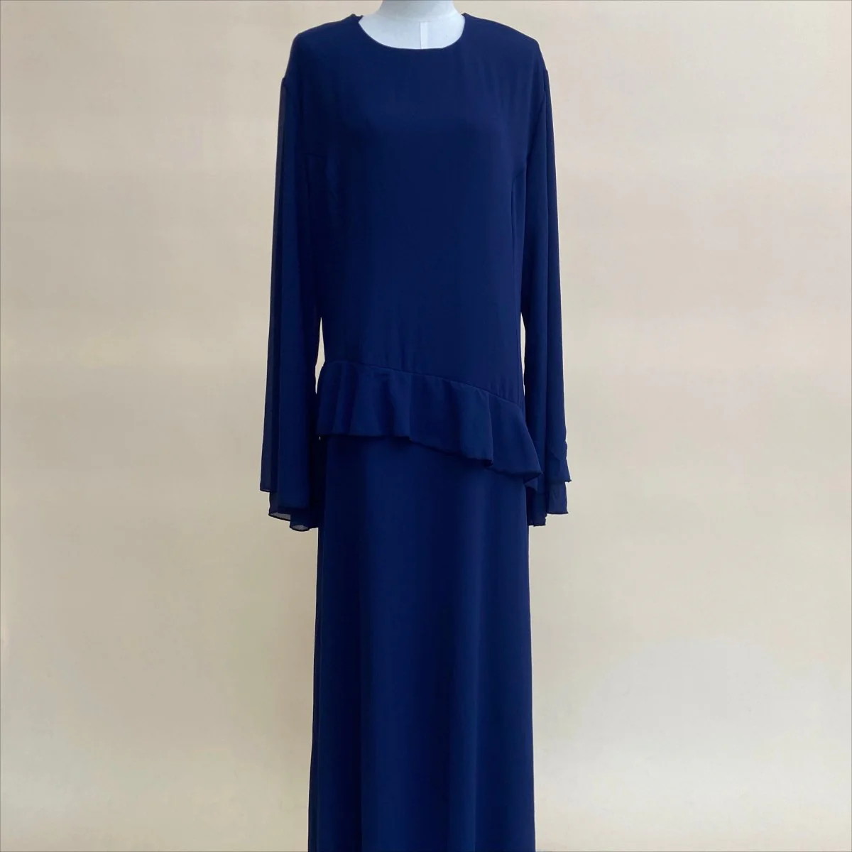Chiffon Ruffle Gown with Tie-Back | Bell Sleeve Tiered Maxi Dress(MS227) - Image 15