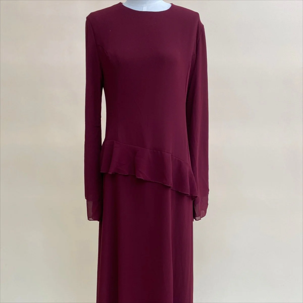 Chiffon Ruffle Gown with Tie-Back | Bell Sleeve Tiered Maxi Dress(MS227) - Image 17