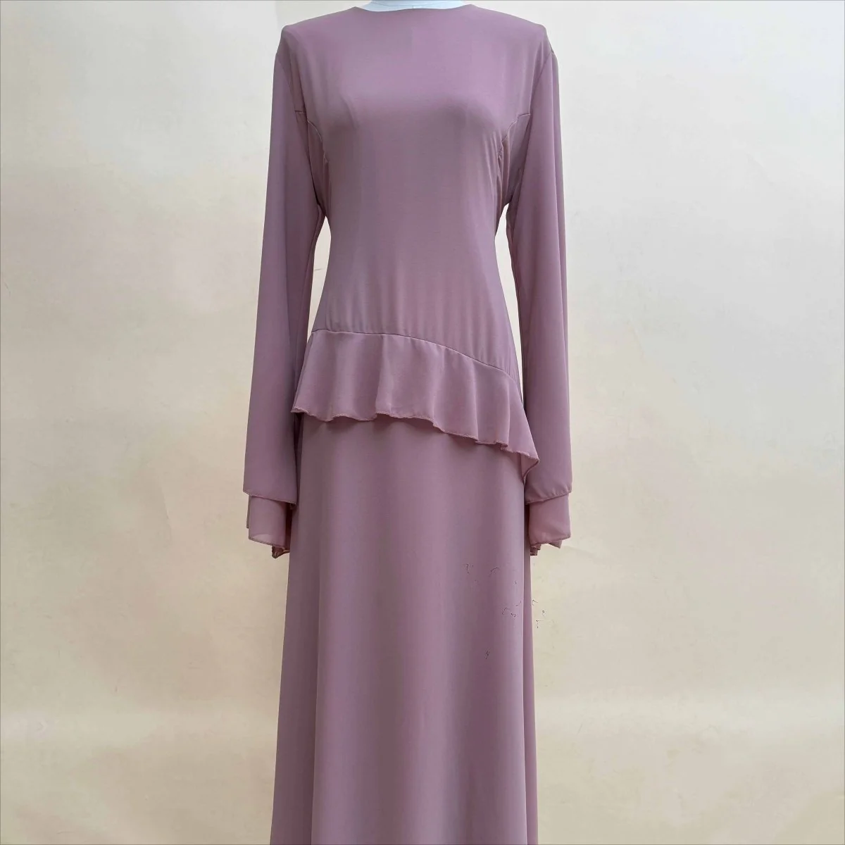 Chiffon Ruffle Gown with Tie-Back | Bell Sleeve Tiered Maxi Dress(MS227) - Image 20