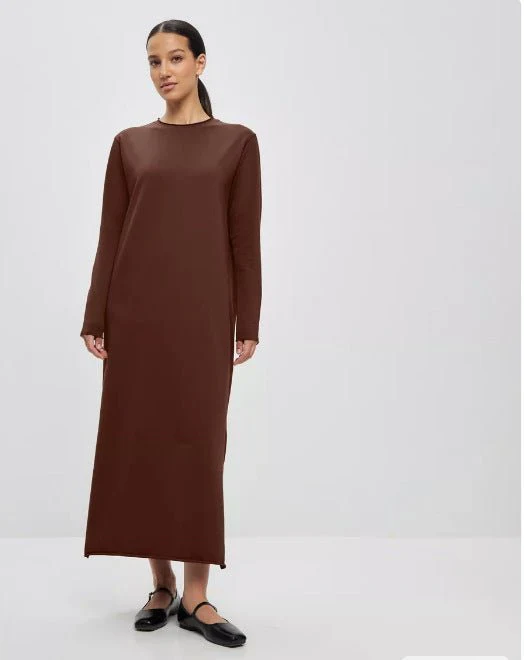 Classic Pullover Maxi Dress | Round Neck Long Sleeve Solid Color Dress(MA317) - Image 11